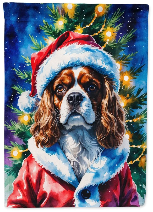 Main image of Cavalier Spaniel Christmas Garden Flag Mailbox Decorative Yard Banner Outside Patio Artwork for Flower Beds, Garden Size, Multic