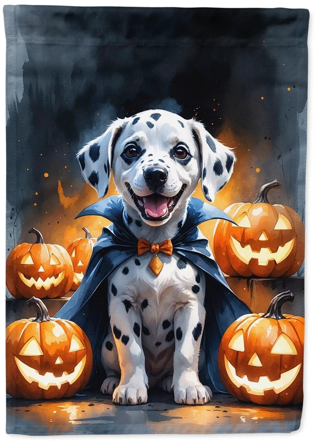 Main image of Dalmatian Puppy Halloween House Flag Large Porch Sleeve Pole Decorative Outside Yard Banner Artwork Wall Hanging, Polyester, Hou