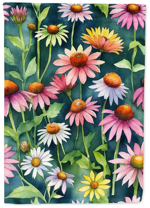 Main image of Coneflowers Garden Flag Mailbox Decorative Yard Banner Outside Patio Artwork for Flower Beds, Garden Size, Multicolor