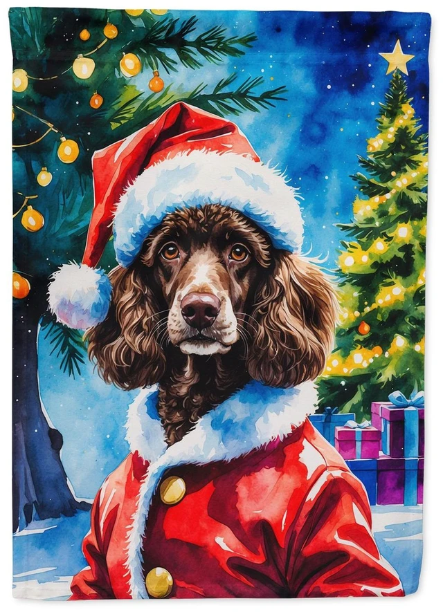 Main image of Chocolate Poodle Christmas Garden Flag Mailbox Decorative Yard Banner Outside Patio Artwork for Flower Beds, Garden Size, Multic