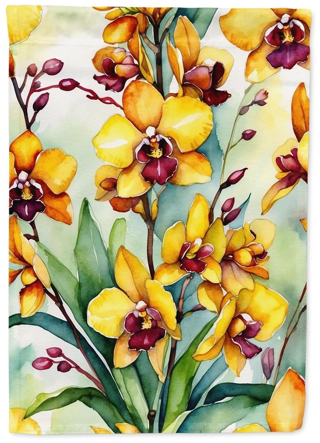 Main image of Oncidium Orchids Garden Flag Mailbox Decorative Yard Banner Outside Patio Artwork for Flower Beds, Garden Size, Multicolor