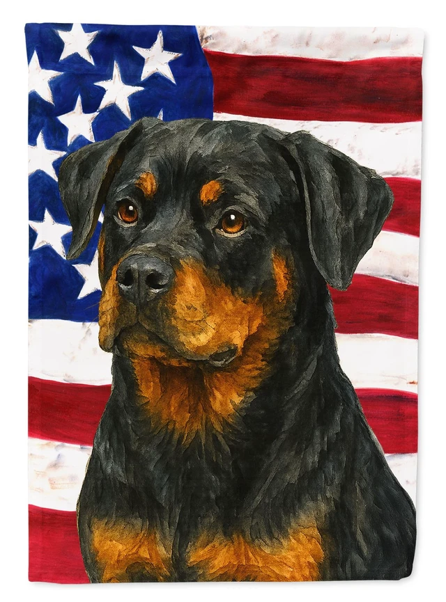 Main image of Rottweiler American Flag Garden Flag Mailbox Decorative Yard Banner Outside Patio Artwork for Flower Beds, Garden Size, Multicol