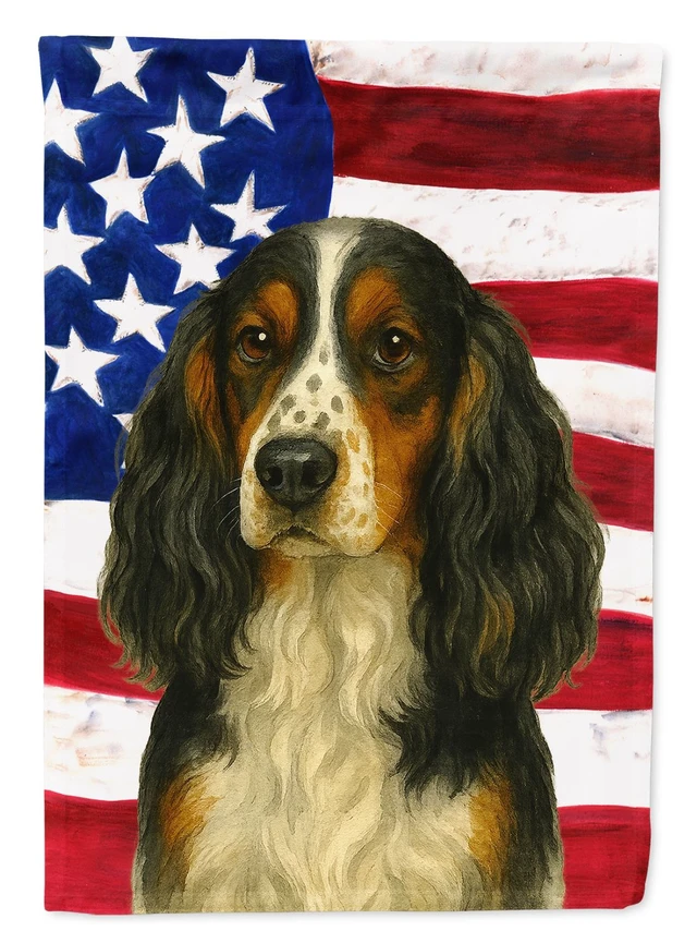 Main image of Tricolor English Springer Spaniel American Flag Garden Flag Mailbox Decorative Yard Banner Outside Patio Artwork for Flower Bed