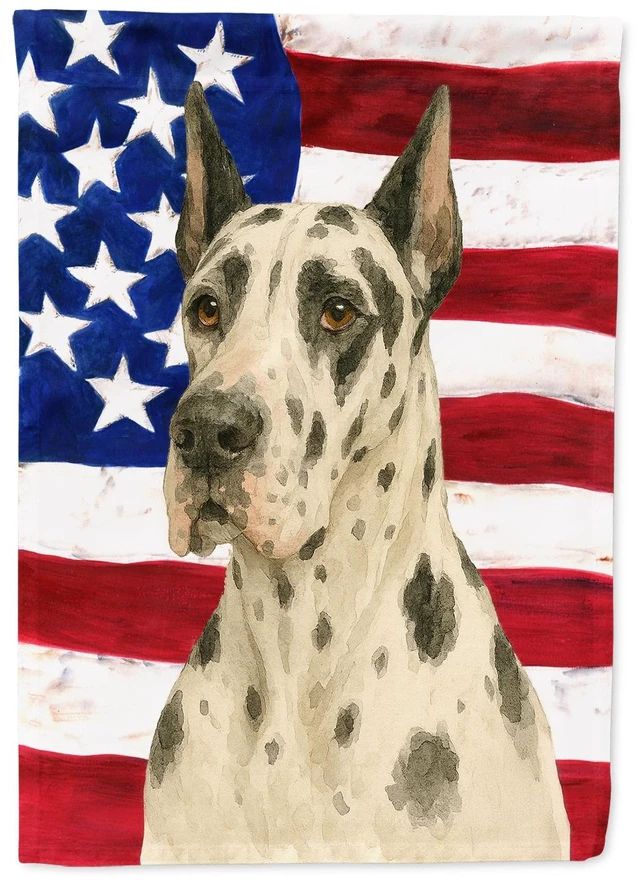 Main image of Harlequin Great Dane American Flag Garden Flag Mailbox Decorative Yard Banner Outside Patio Artwork for Flower Beds, Garden Size