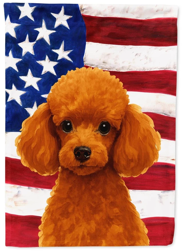 Main image of Red Toy Poodle American Flag Garden Flag Mailbox Decorative Yard Banner Outside Patio Artwork for Flower Beds, Garden Size, Mult