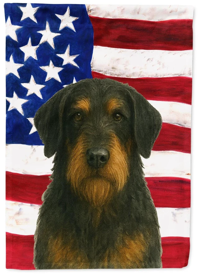 Main image of Black and Tan Otterhound American Flag Garden Flag Mailbox Decorative Yard Banner Outside Patio Artwork for Flower Beds, Garden