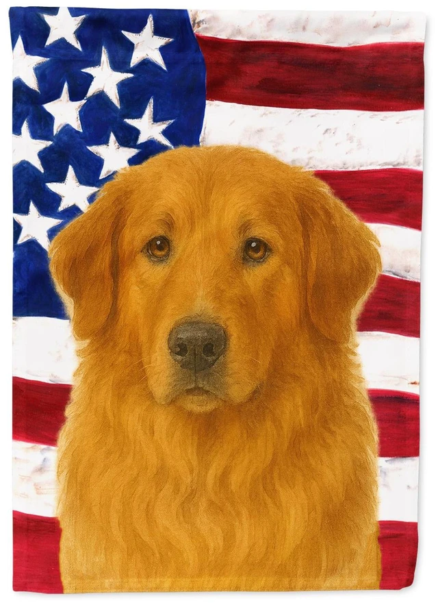 Main image of Reddish Brown Great Pyrenees American Flag Garden Flag Mailbox Decorative Yard Banner Outside Patio Artwork for Flower Beds, Gar