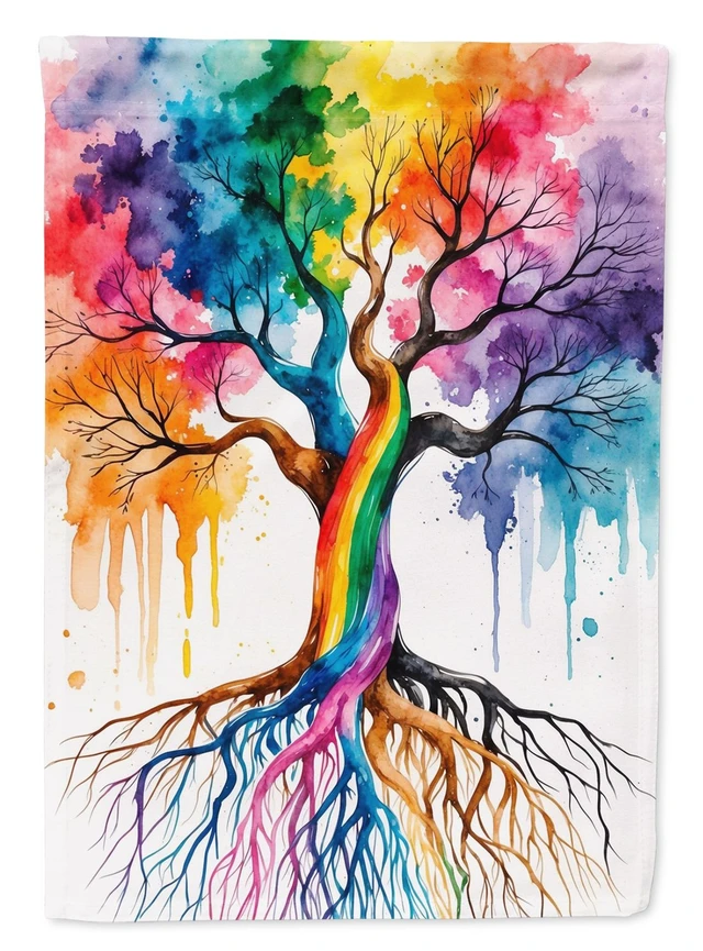 Main image of Rooted in Gay Pride House Flag Large Porch Sleeve Pole Decorative Outside Yard Banner Artwork Wall Hanging, Polyester, House Siz