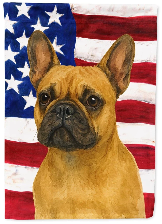 Main image of Fawn French Bulldog American Flag Garden Flag Mailbox Decorative Yard Banner Outside Patio Artwork for Flower Beds, Garden Size,