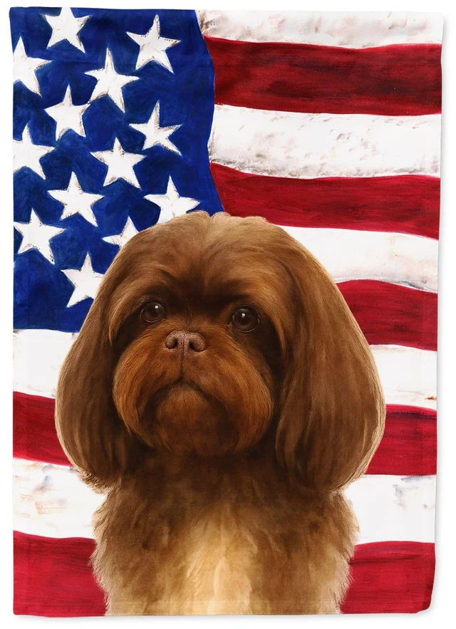 Main image of Liver Shih Tzu American Flag Garden Flag Mailbox Decorative Yard Banner Outside Patio Artwork for Flower Beds, Garden Size, Mult