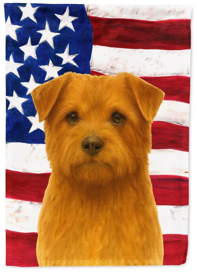 Main image of Red Norfolk Terrier American Flag Garden Flag Mailbox Decorative Yard Banner Outside Patio Artwork for Flower Beds, Garden Size,