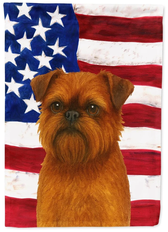 Main image of Belge Brussels Griffon American Flag House Flag Large Porch Sleeve Pole Decorative Outside Yard Banner Artwork Wall Hanging, Pol