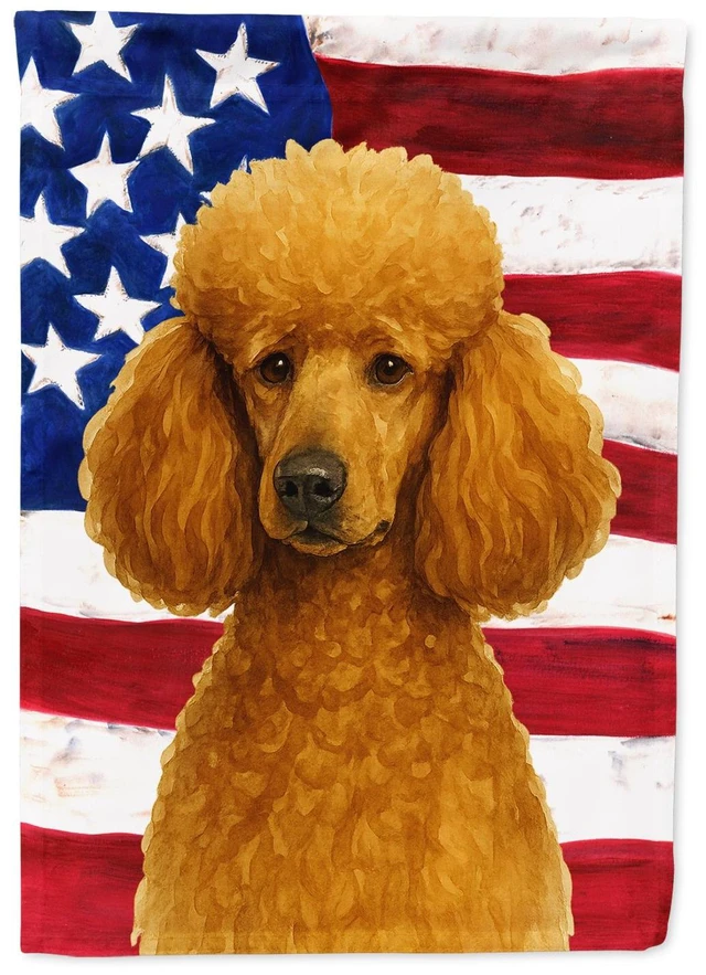 Main image of Apricot Standard Poodle American Flag Garden Flag Mailbox Decorative Yard Banner Outside Patio Artwork for Flower Beds, Garden S