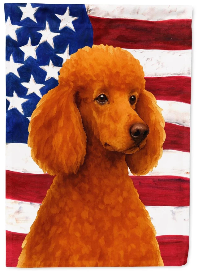 Main image of Red Standard Poodle American Flag Garden Flag Mailbox Decorative Yard Banner Outside Patio Artwork for Flower Beds, Garden Size,