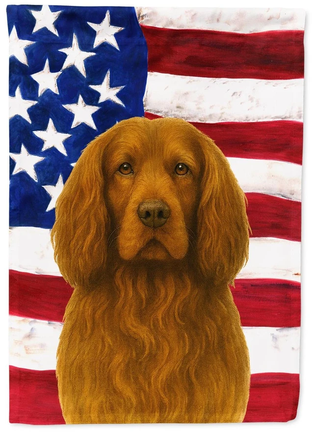 Main image of Sussex Spaniel American Flag Garden Flag Mailbox Decorative Yard Banner Outside Patio Artwork for Flower Beds, Garden Size, Mult