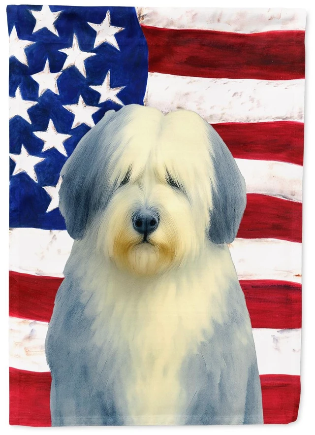 Main image of Blue Bearded Collie American Flag Garden Flag Mailbox Decorative Yard Banner Outside Patio Artwork for Flower Beds, Garden Size,