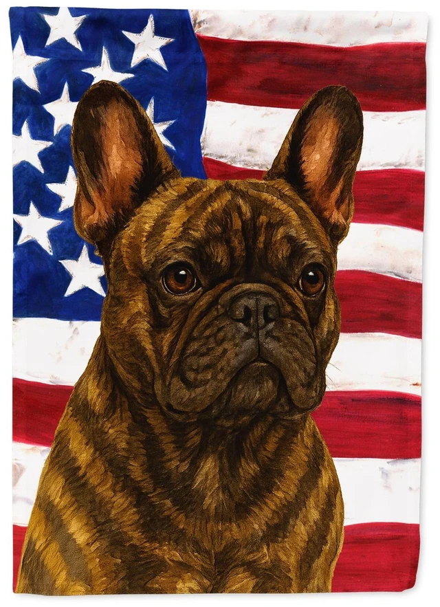 Main image of Brindle French Bulldog American Flag Garden Flag Mailbox Decorative Yard Banner Outside Patio Artwork for Flower Beds, Garden Si