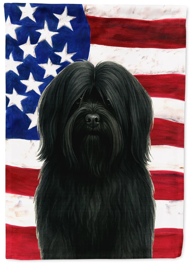 Main image of Black Lhasa Apso American Flag Garden Flag Mailbox Decorative Yard Banner Outside Patio Artwork for Flower Beds, Garden Size, Mu