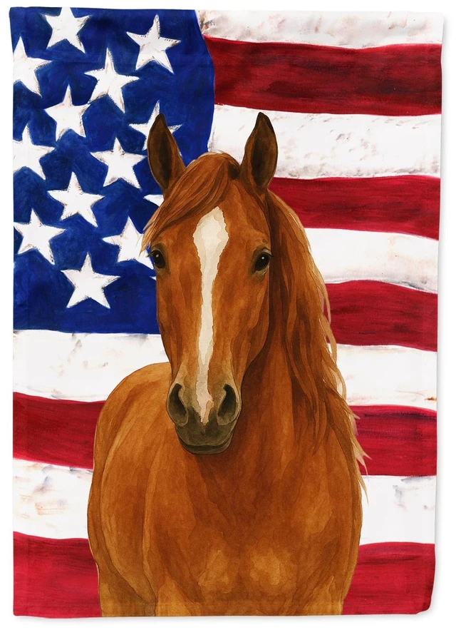 Main image of Sorrel Dutch Warmblood Horse American House Flag Large Porch Sleeve Pole Decorative Outside Yard Banner Artwork Wall Hanging, Po
