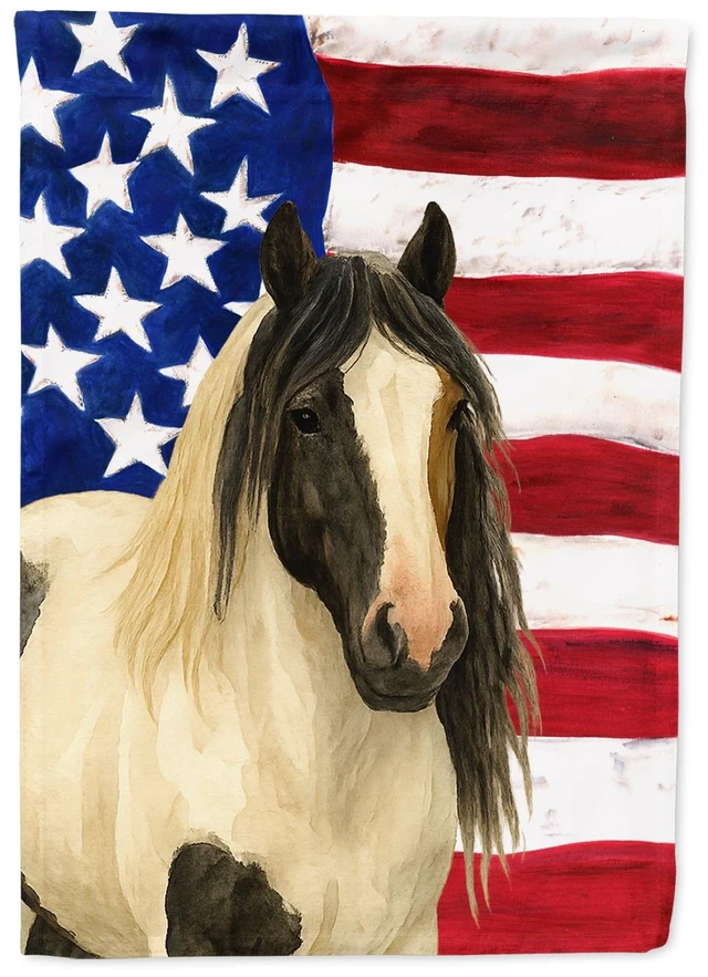 Main image of Piebald Gypsy Vanner Horse American Garden Flag Mailbox Decorative Yard Banner Outside Patio Artwork for Flower Beds, Garden Siz