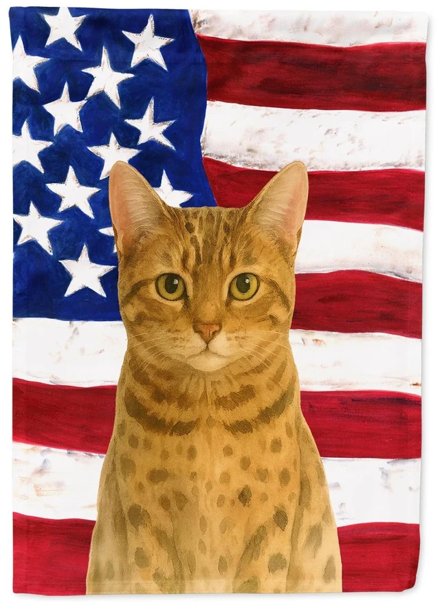 Main image of Spotted Brown Tabby Cat American Garden Flag Mailbox Decorative Yard Banner Outside Patio Artwork for Flower Beds, Garden Size,