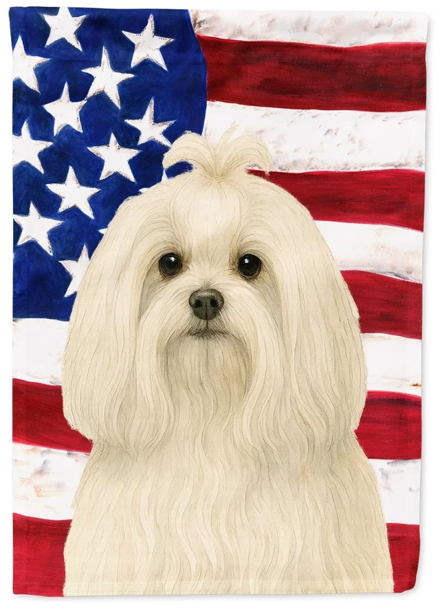 Main image of Maltese American Flag House Flag Large Porch Sleeve Pole Decorative Outside Yard Banner Artwork Wall Hanging, Polyester, House S