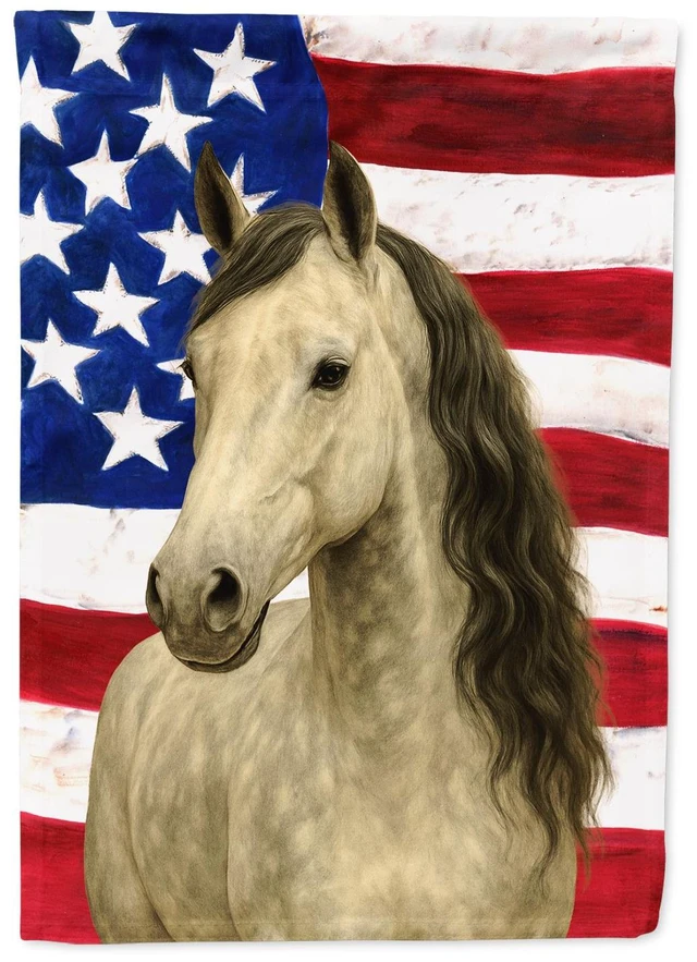 Main image of Gray Paso Fino Horse American House Flag Large Porch Sleeve Pole Decorative Outside Yard Banner Artwork Wall Hanging, Polyester,