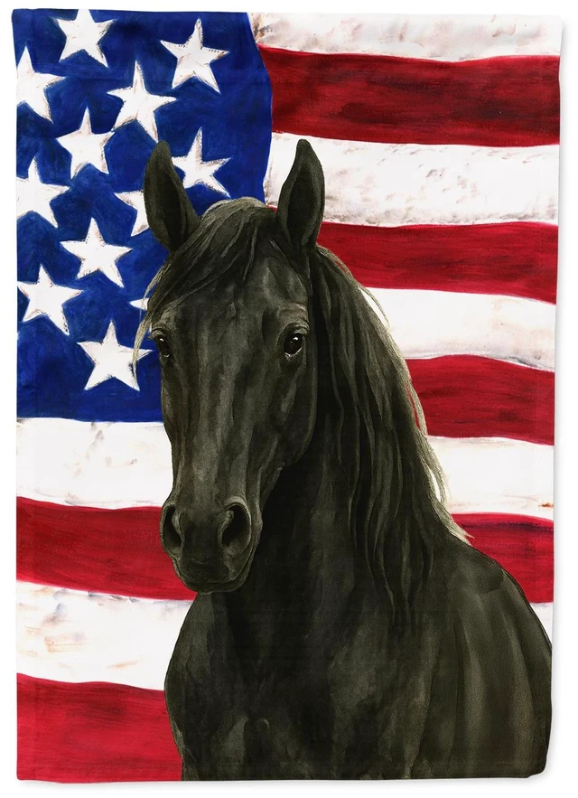 Main image of Black Andalusian Horse American Garden Flag Mailbox Decorative Yard Banner Outside Patio Artwork for Flower Beds, Garden Size, M
