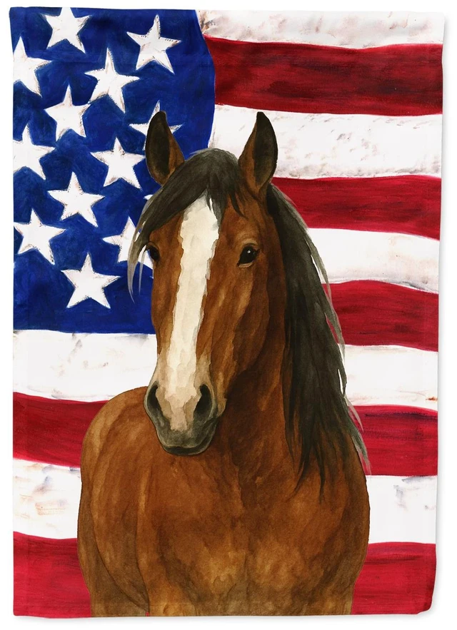 Main image of Bay Clydesdale Horse American House Flag Large Porch Sleeve Pole Decorative Outside Yard Banner Artwork Wall Hanging, Polyester,