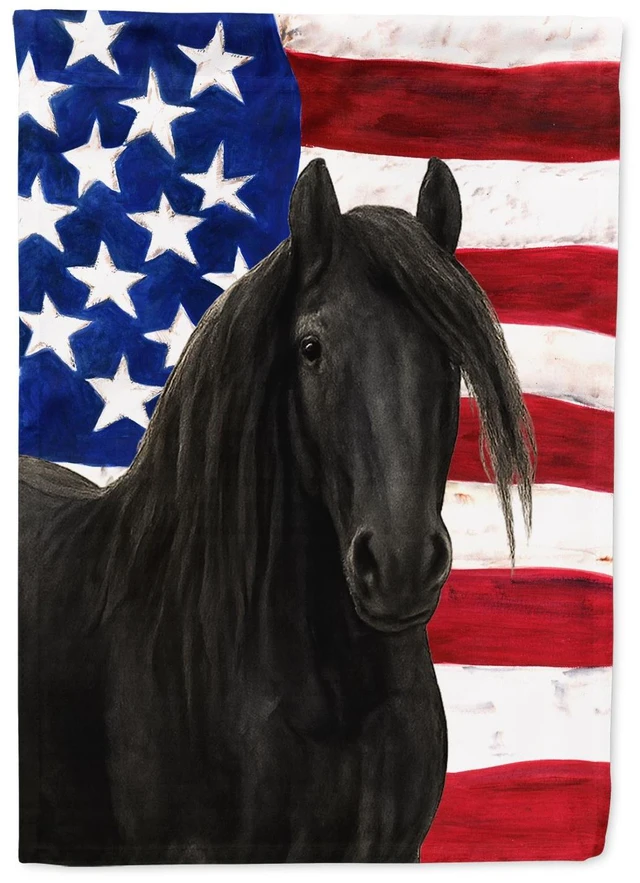 Main image of Black Gypsy Vanner Horse American Garden Flag Mailbox Decorative Yard Banner Outside Patio Artwork for Flower Beds, Garden Size,