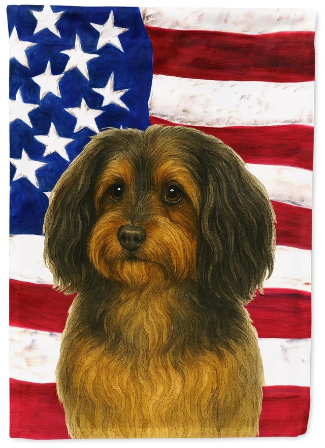 Main image of Sable Havanese American Flag House Flag Large Porch Sleeve Pole Decorative Outside Yard Banner Artwork Wall Hanging, Polyester,