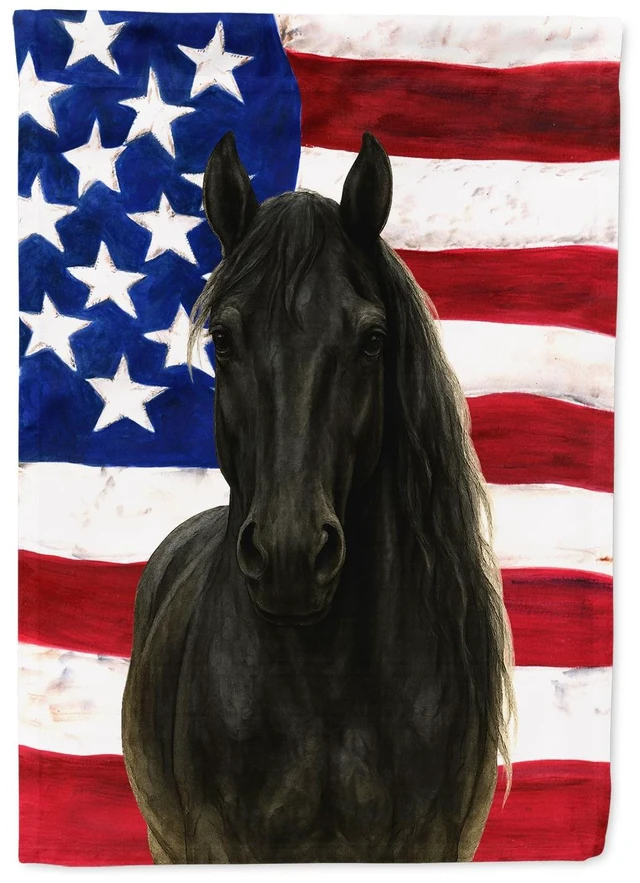 Main image of Black Hanoverian Horse American Garden Flag Mailbox Decorative Yard Banner Outside Patio Artwork for Flower Beds, Garden Size, M