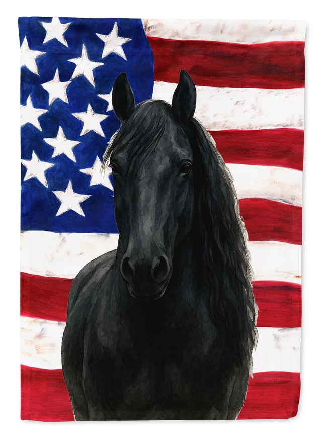 Main image of Black Percheron Horse American Garden Flag Mailbox Decorative Yard Banner Outside Patio Artwork for Flower Beds, Garden Size, Mu