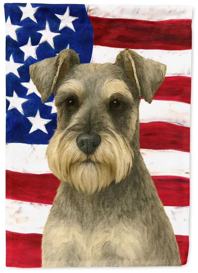 Main image of Schnauzer American Flag House Flag Large Porch Sleeve Pole Decorative Outside Yard Banner Artwork Wall Hanging, Polyester, House