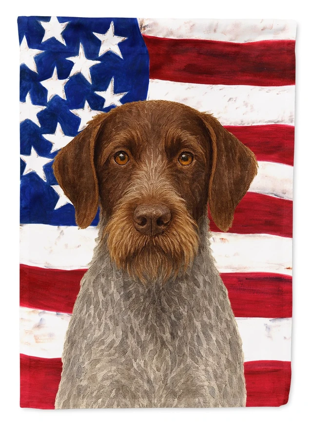 Main image of Roan German Wirehaired Pointer American Flag House Flag Large Porch Sleeve Pole Decorative Outside Yard Banner Artwork Wall Hang