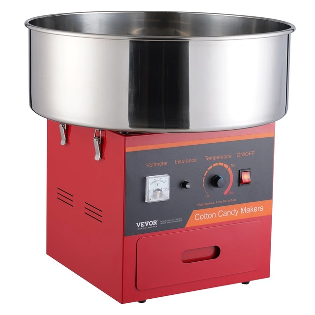 Alt view image 9 of 9 - Electric Cotton Candy Machine, 1000W Candy Floss Maker, Commercial Cotton Candy Machine with Stainless Steel Bowl, Sugar Scoop, and Drawer, Perfect for Home Kids Birthday, Family Party, Red