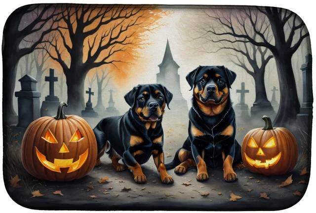 Main image of Rottweiler Spooky Halloween Dish Drying Mat Absorbent Dish Drying Mat Pad for Kitchen Counter Dish Drainer Mat for Countertop, 1