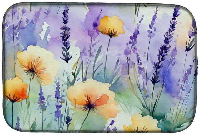 Main image of Lavender in Watercolor Dish Drying Mat Absorbent Dish Drying Mat Pad for Kitchen Counter Dish Drainer Mat for Countertop, 14 x 2