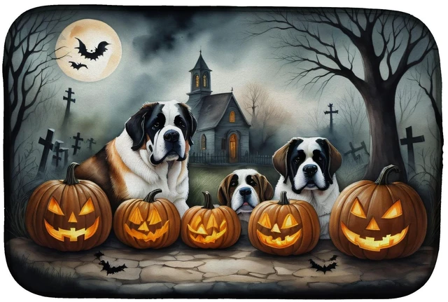 Main image of Saint Bernard Spooky Halloween Dish Drying Mat Absorbent Dish Drying Mat Pad for Kitchen Counter Dish Drainer Mat for Countertop