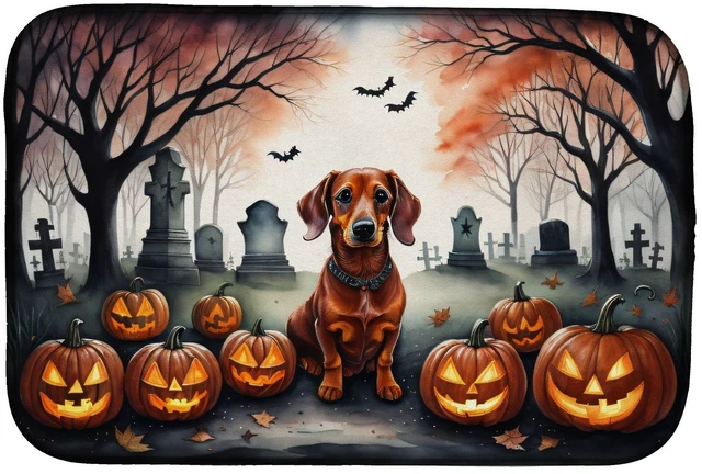Main image of Dachshund Spooky Halloween Dish Drying Mat Absorbent Dish Drying Mat Pad for Kitchen Counter Dish Drainer Mat for Countertop, 14