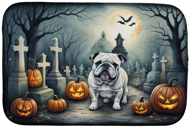 Main image of English Bulldog Spooky Halloween Dish Drying Mat Absorbent Dish Drying Mat Pad for Kitchen Counter Dish Drainer Mat for Countert