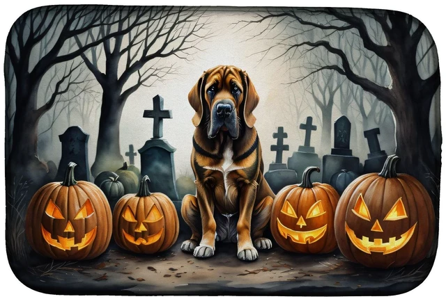 Main image of Bloodhound Spooky Halloween Dish Drying Mat Absorbent Dish Drying Mat Pad for Kitchen Counter Dish Drainer Mat for Countertop, 1