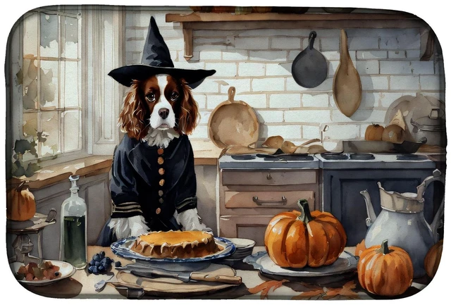 Main image of Cavalier Spaniel Fall Kitchen Pumpkins Dish Drying Mat Absorbent Dish Drying Mat Pad for Kitchen Counter Dish Drainer Mat for Co