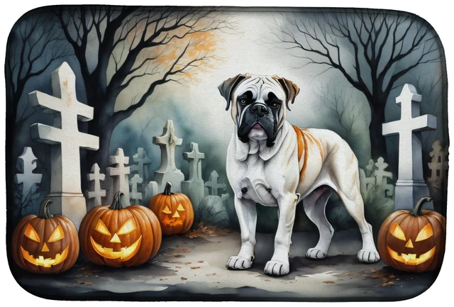 Main image of Boxer Spooky Halloween Dish Drying Mat Absorbent Dish Drying Mat Pad for Kitchen Counter Dish Drainer Mat for Countertop, 14 x 2