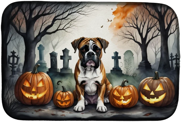 Main image of Boxer Spooky Halloween Dish Drying Mat Absorbent Dish Drying Mat Pad for Kitchen Counter Dish Drainer Mat for Countertop, 14 x 2
