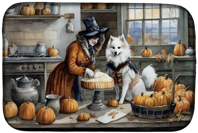 Main image of American Eskimo Fall Kitchen Pumpkins Dish Drying Mat Absorbent Dish Drying Mat Pad for Kitchen Counter Dish Drainer Mat for Cou