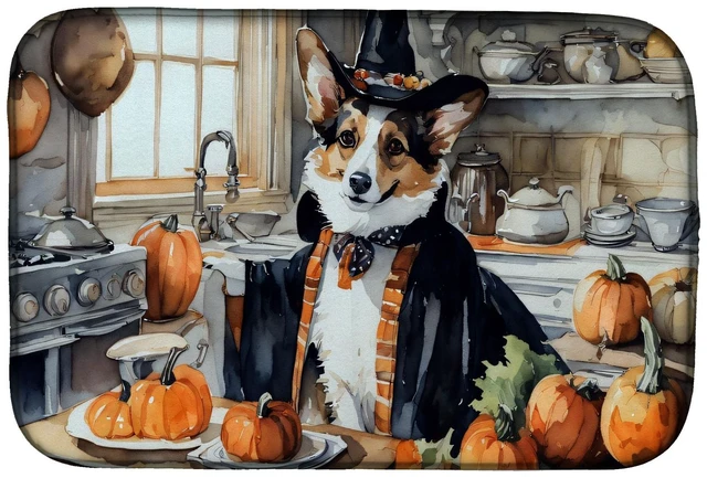 Main image of Corgi Fall Kitchen Pumpkins Dish Drying Mat Absorbent Dish Drying Mat Pad for Kitchen Counter Dish Drainer Mat for Countertop, 1