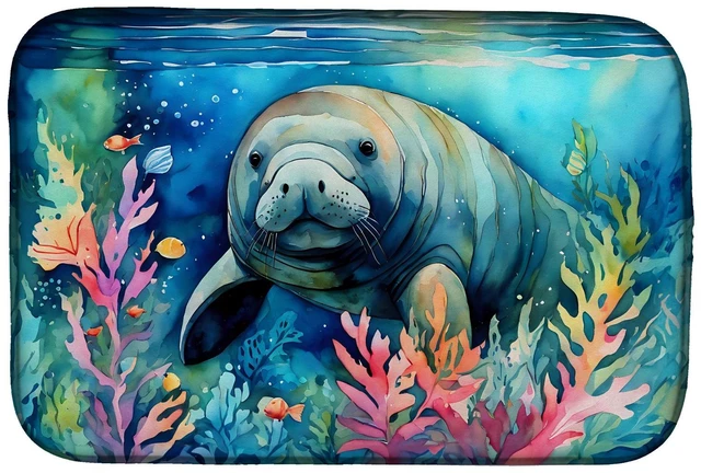 Main image of Manatee Dish Drying Mat Absorbent Dish Drying Mat Pad for Kitchen Counter Dish Drainer Mat for Countertop, 14 x 21", Multicolor