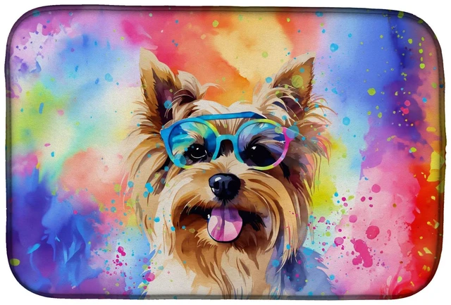 Main image of Yorkshire Terrier Hippie Dawg Dish Drying Mat Absorbent Dish Drying Mat Pad for Kitchen Counter Dish Drainer Mat for Countertop,