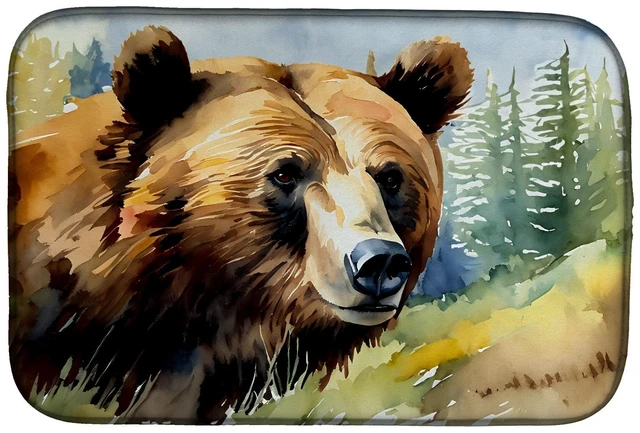 Main image of Grizzly Bear Dish Drying Mat Absorbent Dish Drying Mat Pad for Kitchen Counter Dish Drainer Mat for Countertop, 14 x 21", Multic